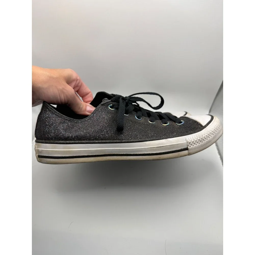 Converse Chuck Taylor All Star Women 9 Black Glitter Iridescent Low Top 165784C